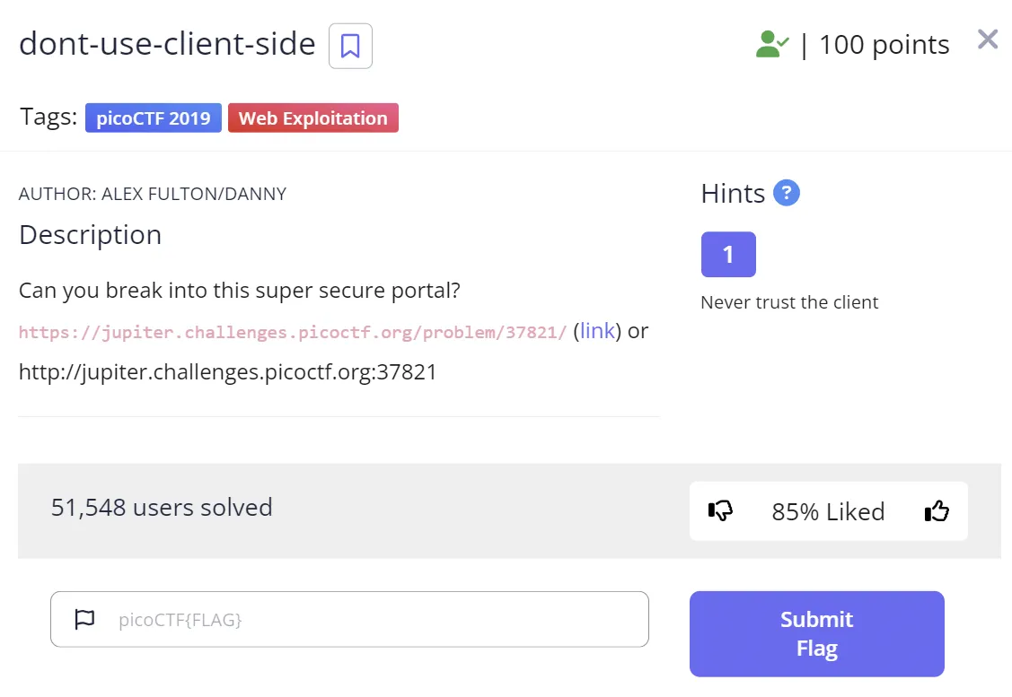 picoCTF: dont-use-client-side(Web) 이미지 1