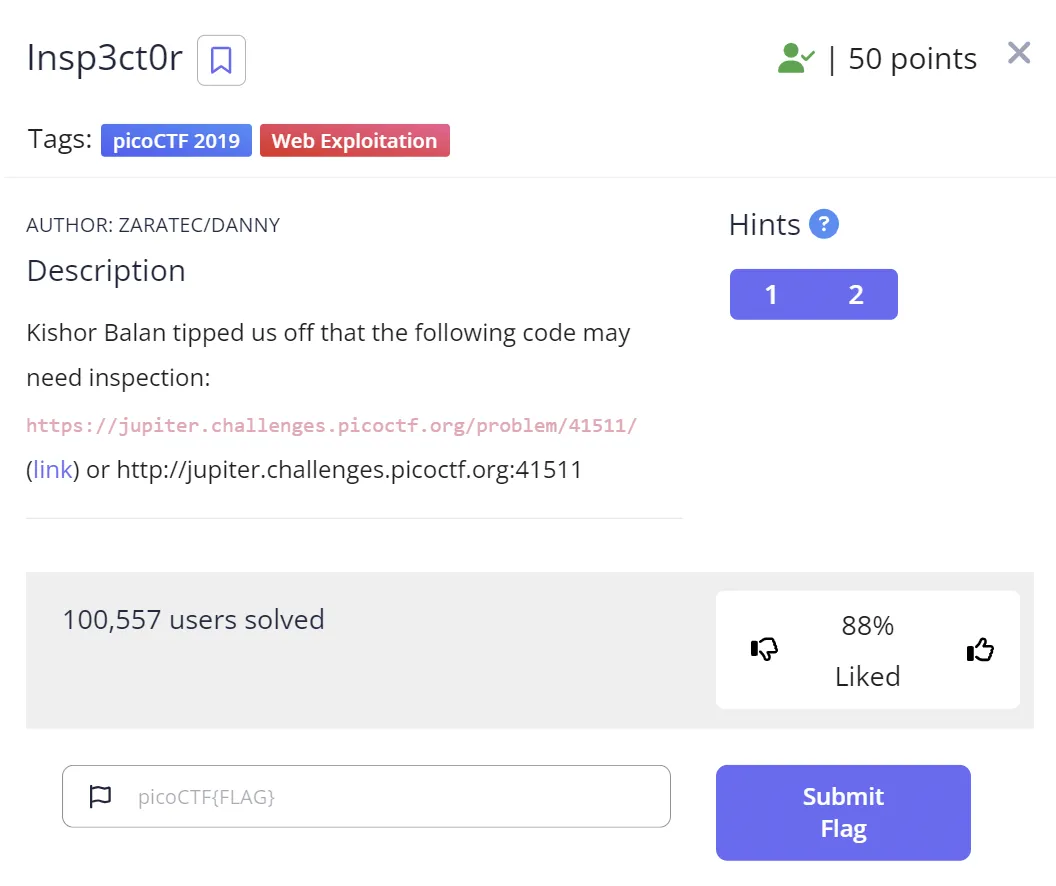 picoCTF: Insp3ct0r(Web) 이미지 1