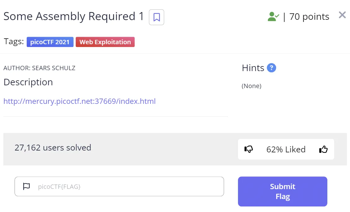 picoCTF: Some Assembly Required 1(Web) 이미지 1
